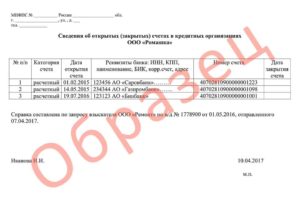 Справка из налоговой об открытых счетах срочно