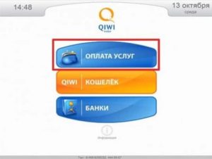 Использование терминала для ввода средств на Qiwi кошелек