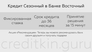 Банк Восточный Экспресс кредит пенсионерам: условия