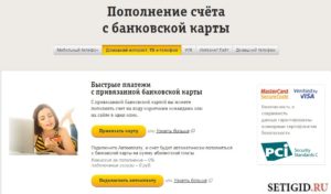 Оплата Билайн банковской картой через интернет