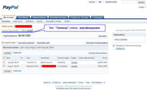 Вывод средств из системы PayPal