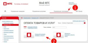 Оплата интернета и телевидения МТС банковской картой