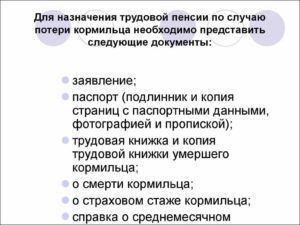 Какие документы нужны для оформления пенсии по потере кормильца