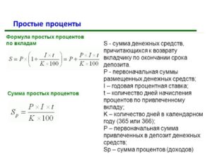 Формула простых процентов по кредитам