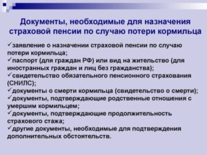 Какие документы нужны для оформления пенсии по потере кормильца