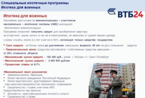 Военная ипотека ВТБ 24: условия, сумма